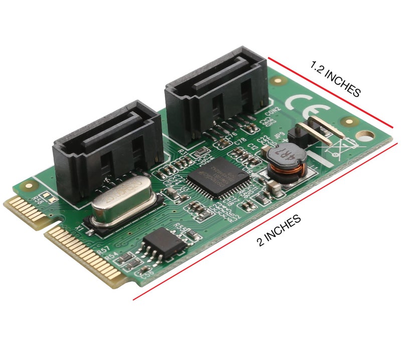Syba 2 Port Mini PCIe to SATA III Controller Card AsMedia ASM1061 Chipset - Image 4